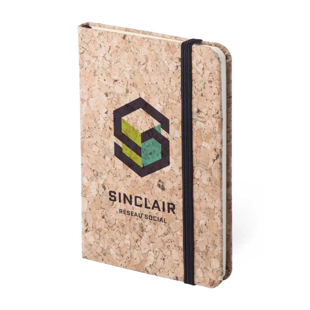 Carnet de note personnalisé écologique liège naturel 8,9x14x1,4 cm - Séoul imprimé avec logo