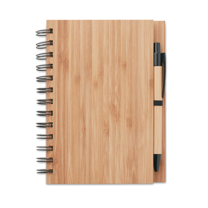 Cahier avec couverture en bambou et stylo assorti - Valensole