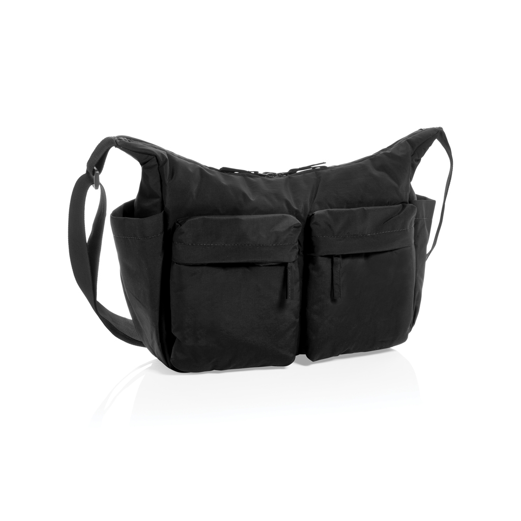 Sac bandoulière rembourré KENTO URBAN personnalisé en nylon recyclé RCS