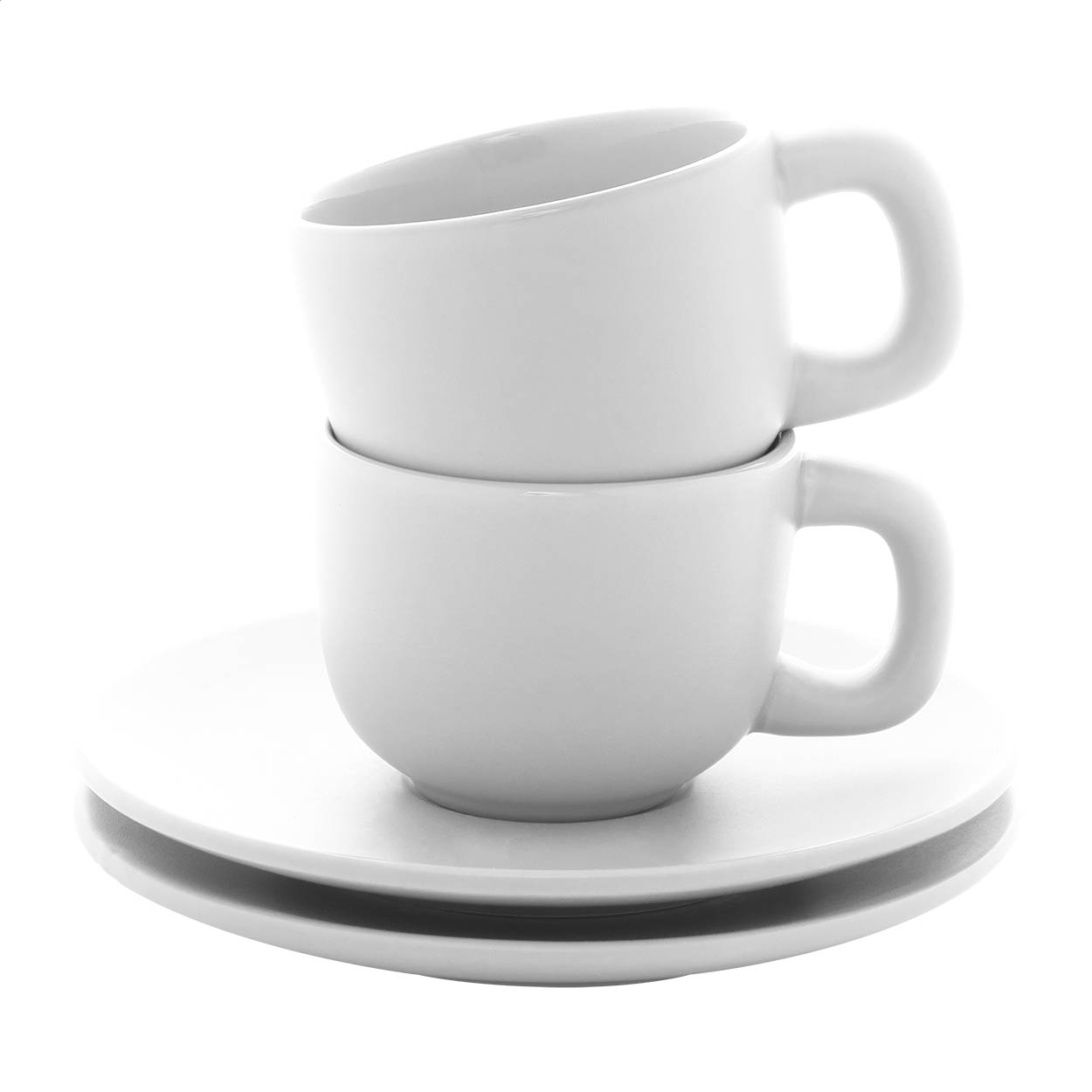 Set de 2 tasses à espresso Caturra en céramique avec soucoupes imprimé avec logo