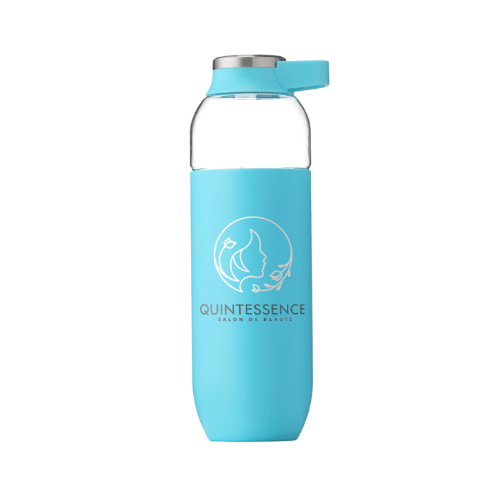 Gourde personnalisée transparente avec manchon coloré 630 ml - Kenny
