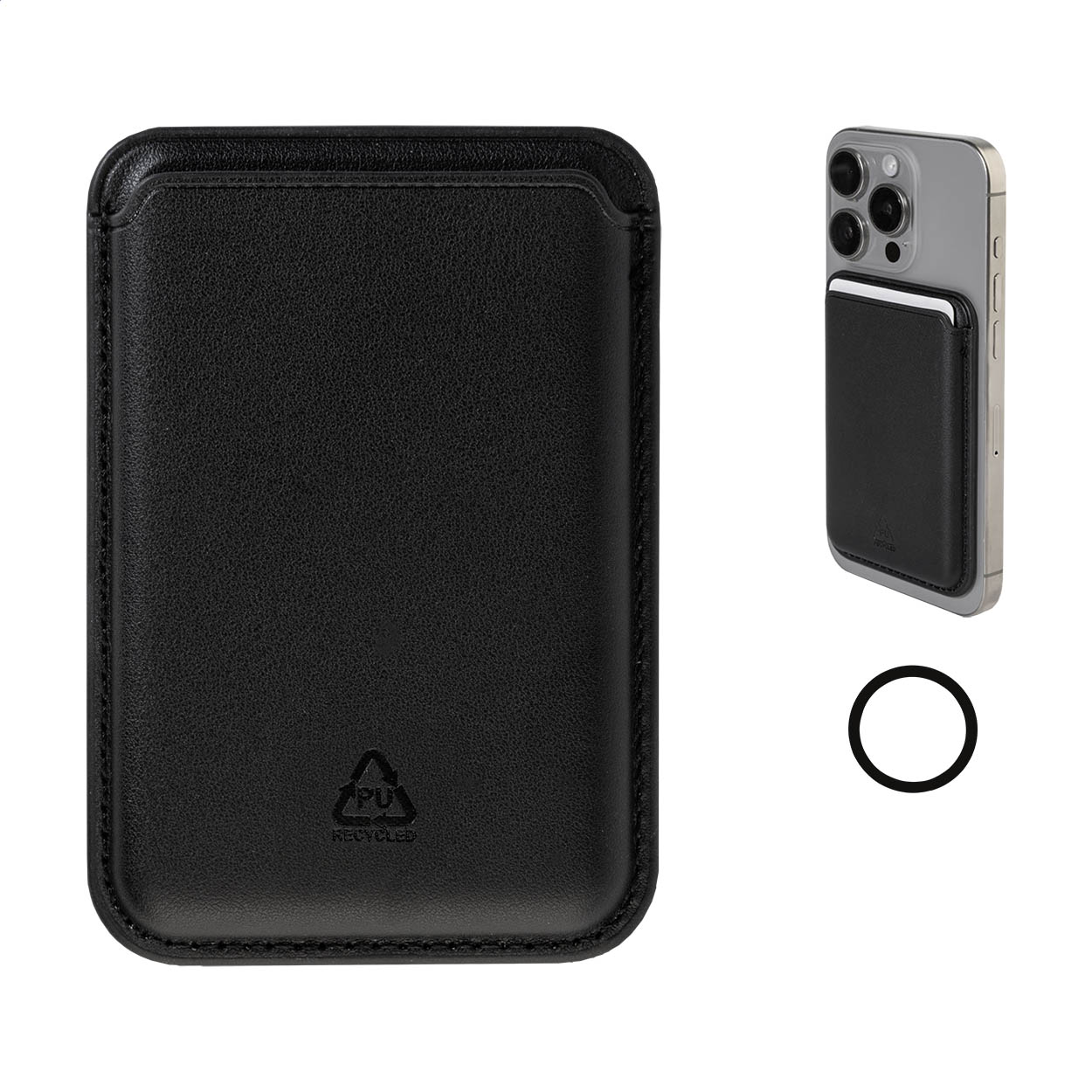 Porte-cartes magnétique Snaplet pour smartphone en PU recyclé, 3 cartes