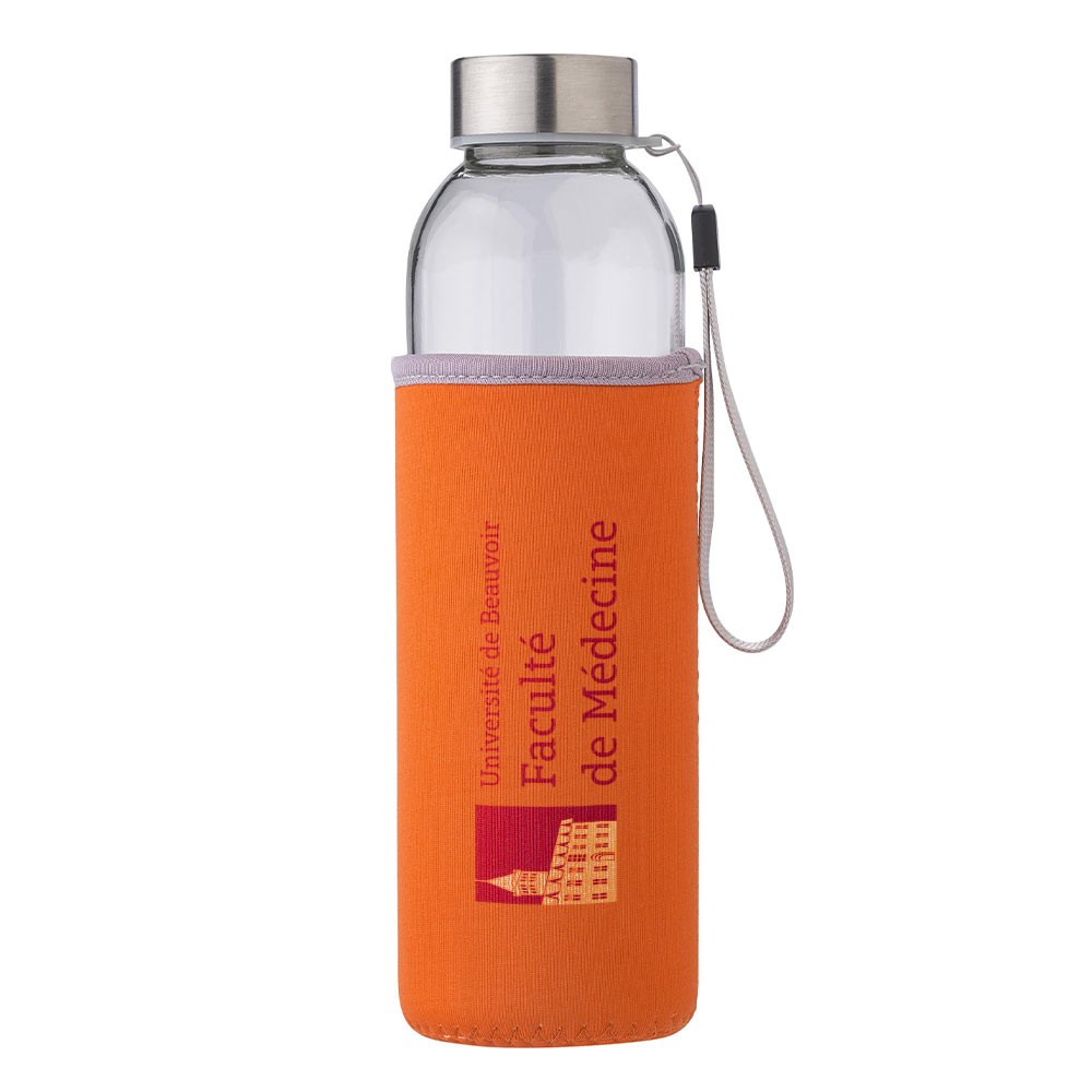 Bouteille en verre avec housse en néoprène Nika - Saint-Omer-en-Chaussée