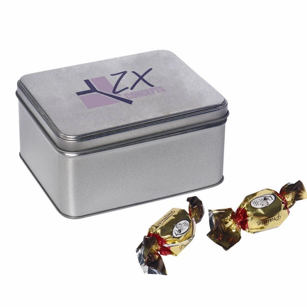 Boîte rectangulaire métalique personnalisée avec bonbons au chocolat