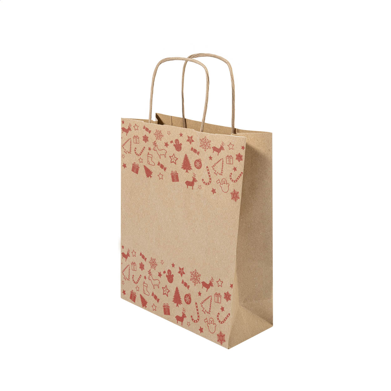 Petit sac cadeau de Noël Julegave S en papier kraft 90 g/m² imprimé avec logo