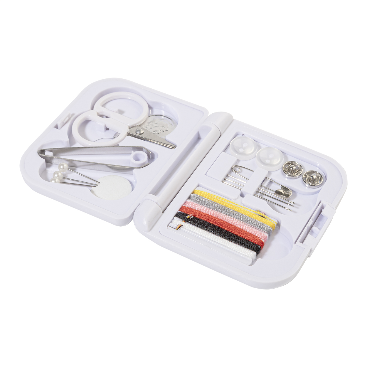 Kit de couture de voyage MendKit personnalisé, étui en ABS recyclé imprimé avec logo
