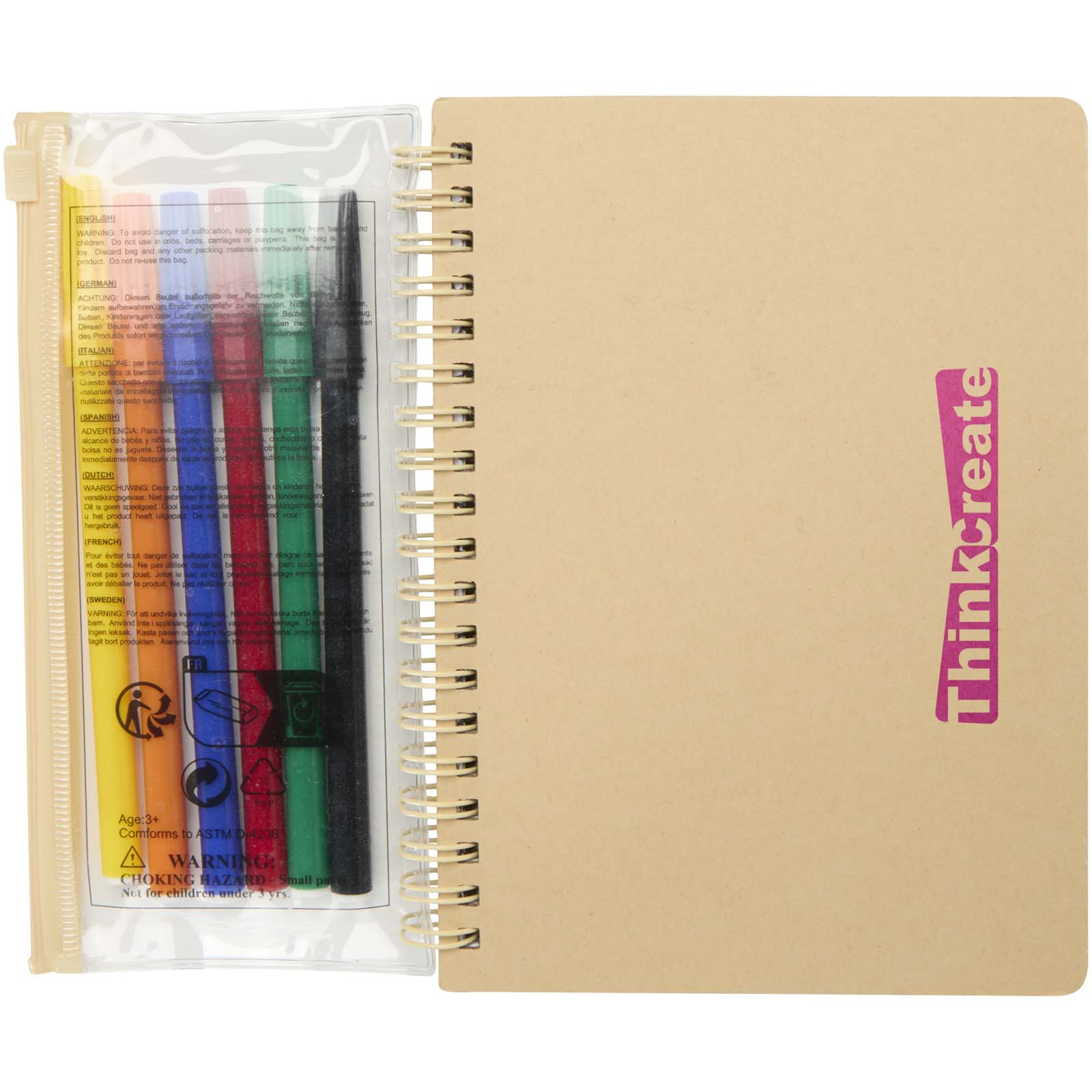 Carnet à couverture rigide Squiggle B6 avec ensemble de stylos