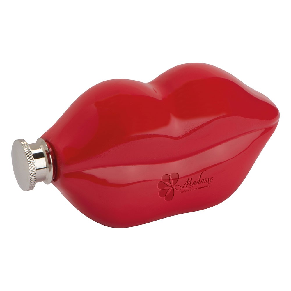 Flasque à hanche en forme de lèvres gravées