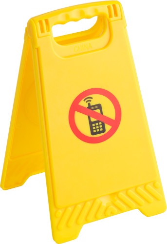 Panneau d'avertissement en plastique 'pas de téléphones mobiles' avec un miroir - Vaux-sur-Vienne - Zaprinta France