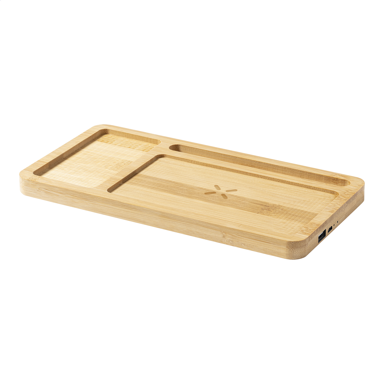 Organiseur de bureau Flabo Plus en bambou avec chargeur sans fil 15 W