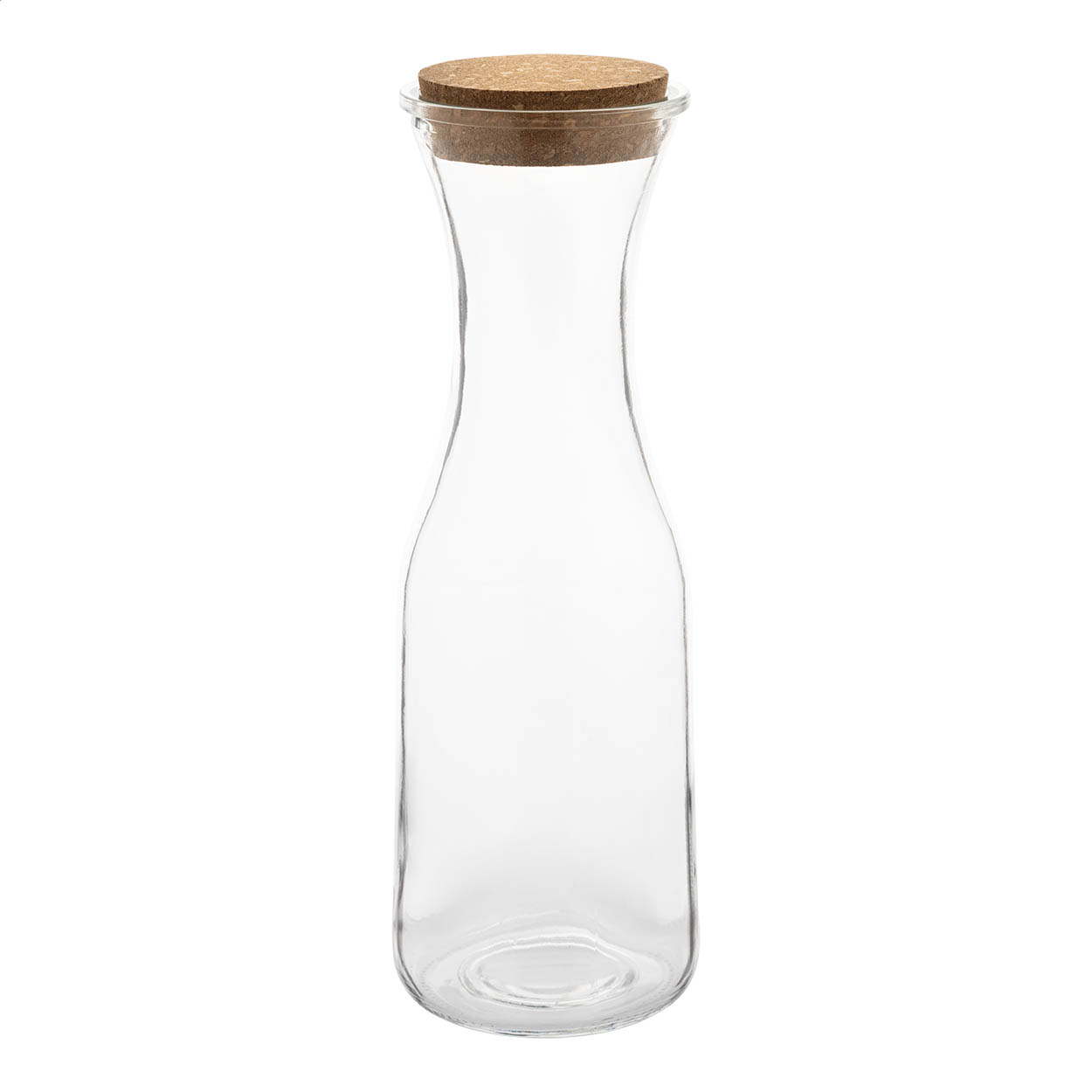 Carafe Vinea personnalisée en verre recyclé 1000 ml avec bouchon en liège imprimé avec logo
