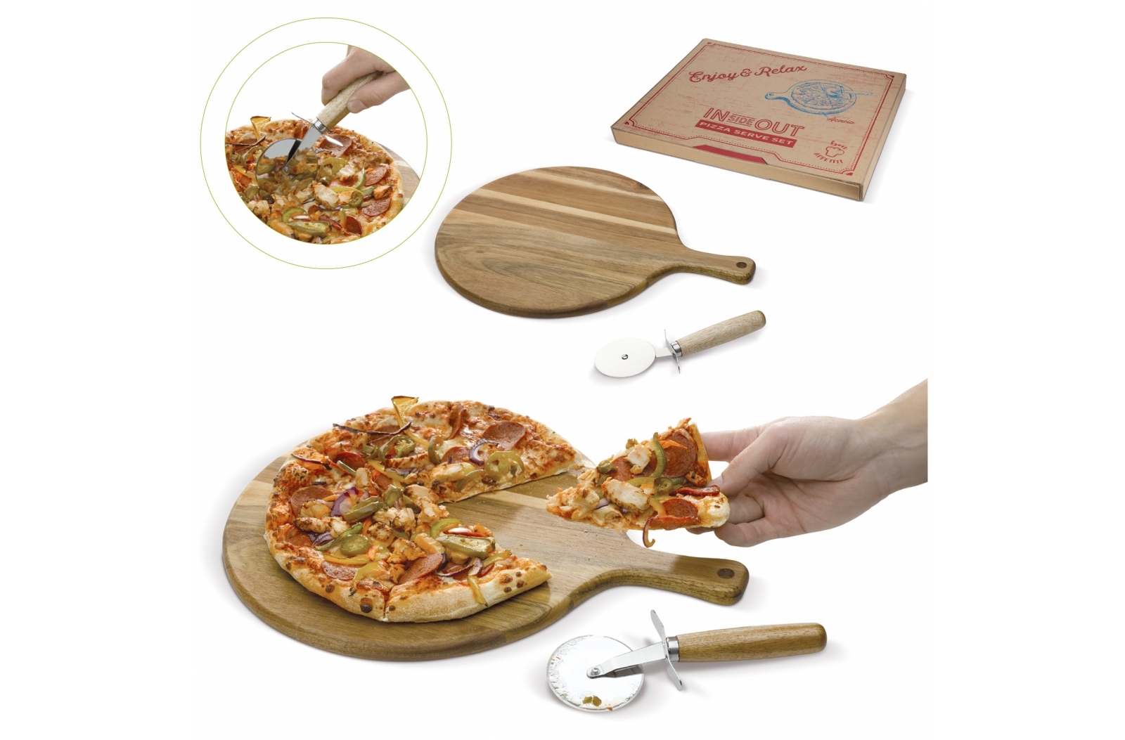 Planche à découper avec couteau à pizza - Zaprinta France