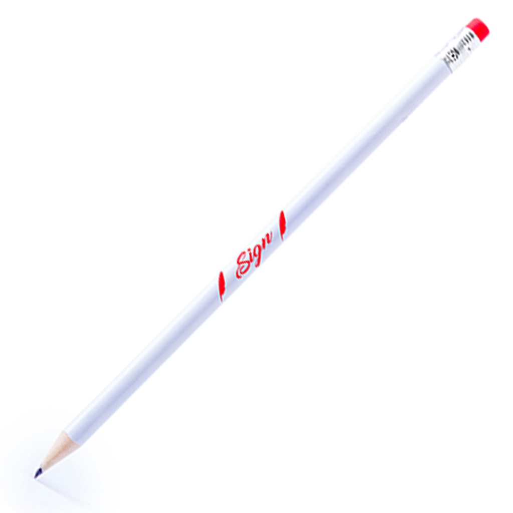 Crayon personnalisé blanc avec gomme colorée - Faustine - Zaprinta France