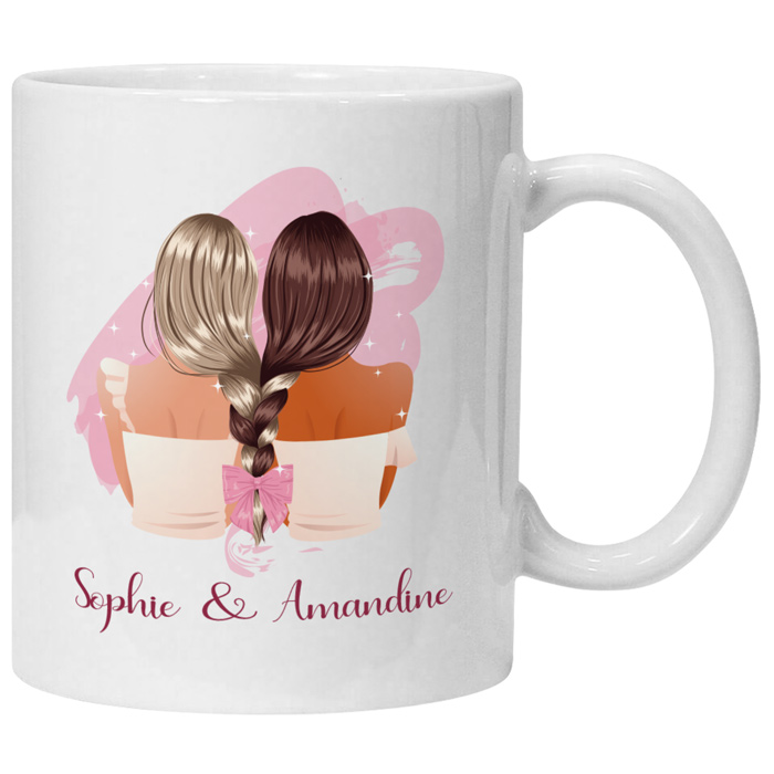 GRAVURZEILE Mug imprimé avec configuration - Meilleure amie - Motif  personnalisable - Cadeau personnel pour vos amies - Couleur : rose