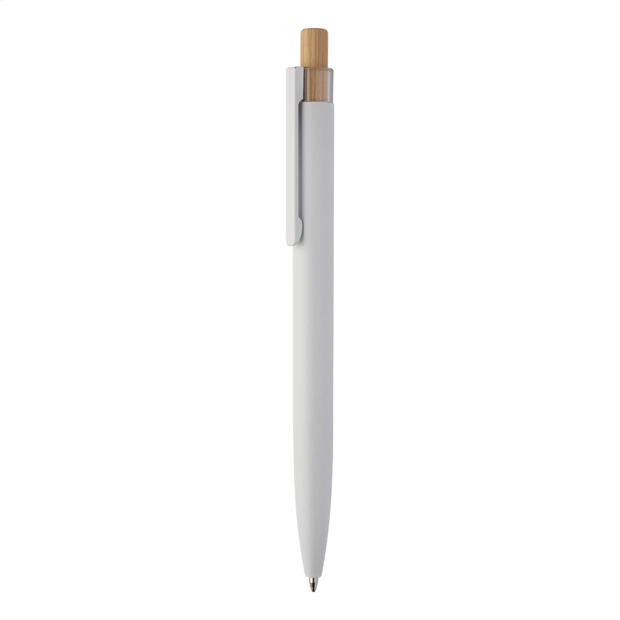 Stylo bille Bosher personnalisé en aluminium recyclé, bouton bambou