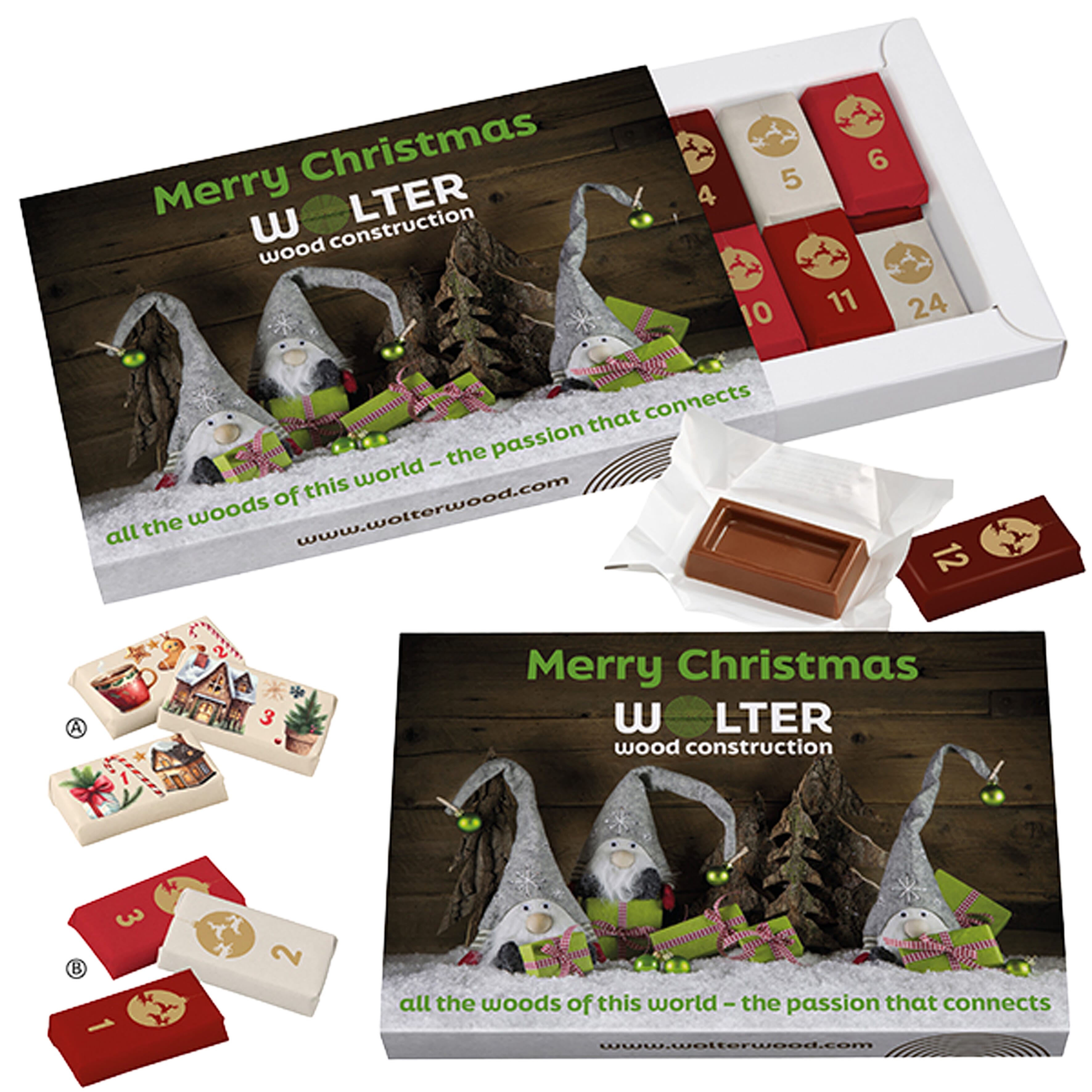 Boîte de l'Avent avec 24 chocolats numérotés