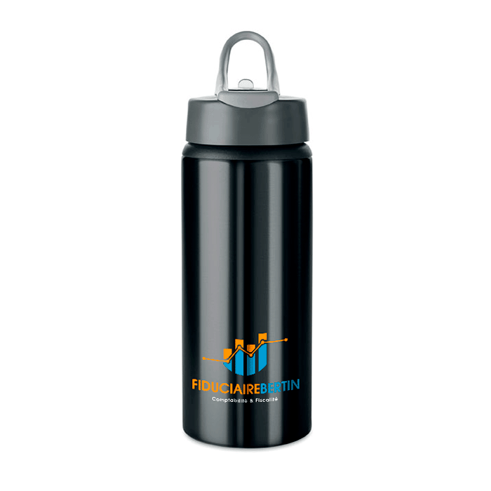 Gourde personnalisée aluminium avec paille pliable 600ml - Thomas
