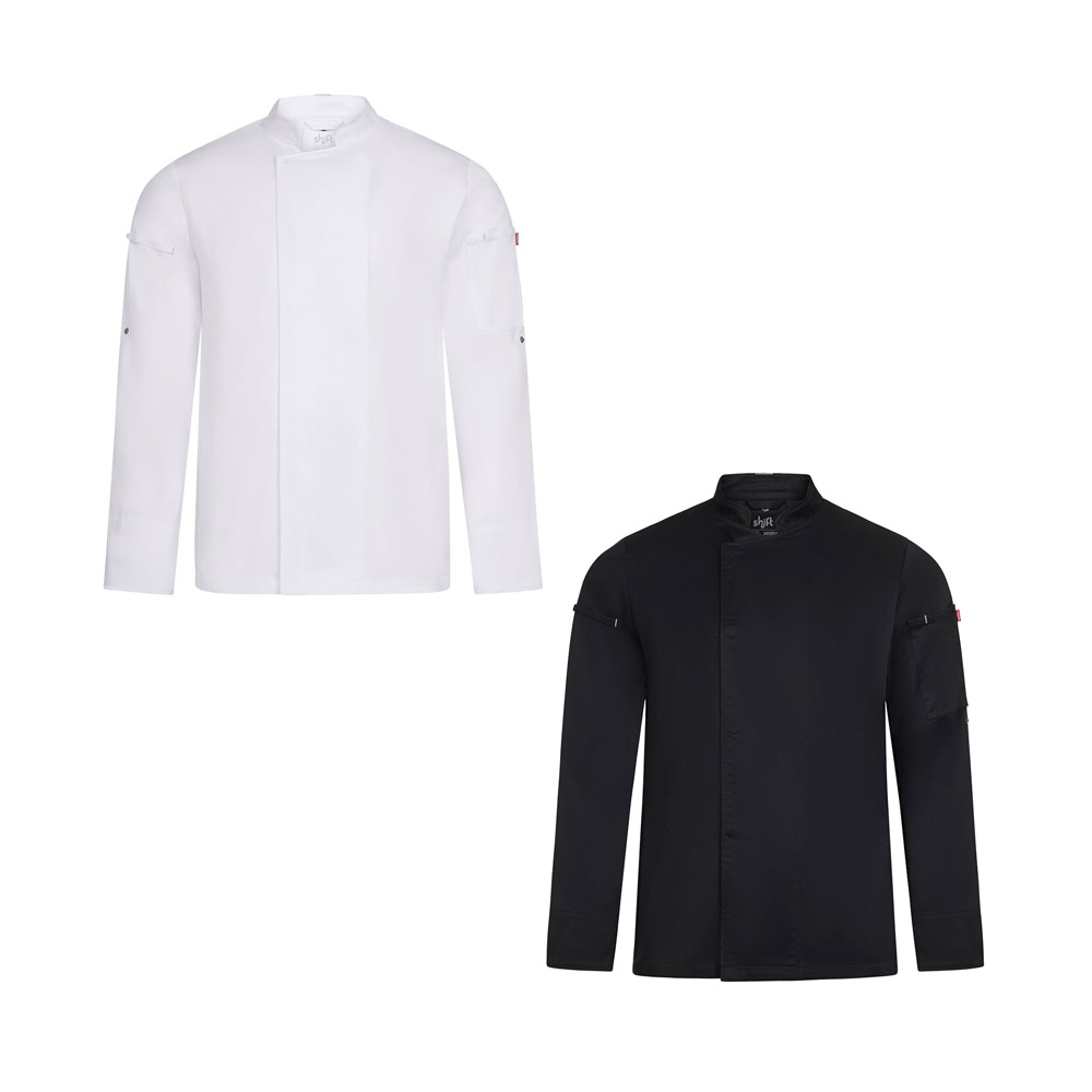 VL AGNI. Veste de cuisine unisexe (190 g/m²) en coton (35%) et polyester recyclé (65%)