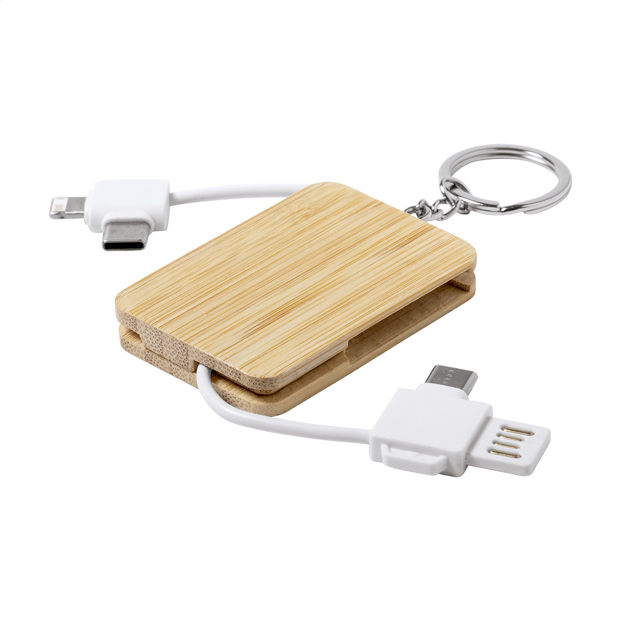 Câble Chargeur USB Porte-clés Bambou - Saint-Quentin-la-Poterie imprimé avec logo