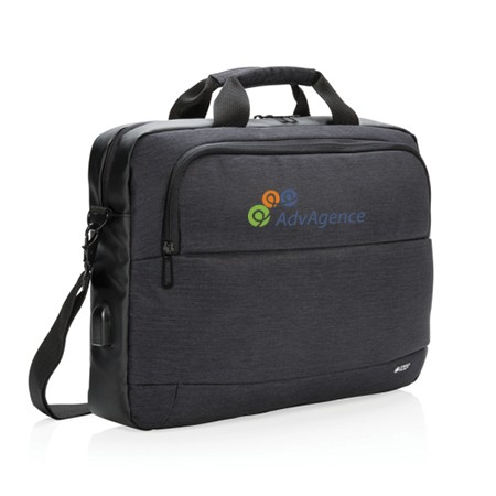 Sac pour ordinateur portable en polyester bicolore avec port de chargement USB - Quirbajou - Zaprinta France