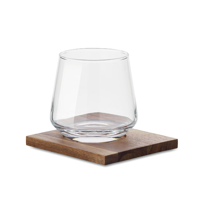 Ensemble de verres à whisky avec sous-verres en bois d'acacia - Sucy-en-Brie