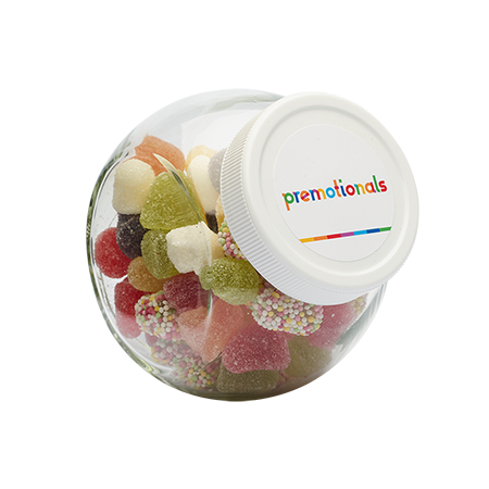 Pot à bonbons de 395ml avec couvercle en plastique blanc et étiquette en couleur complète - Maurens-Scopont