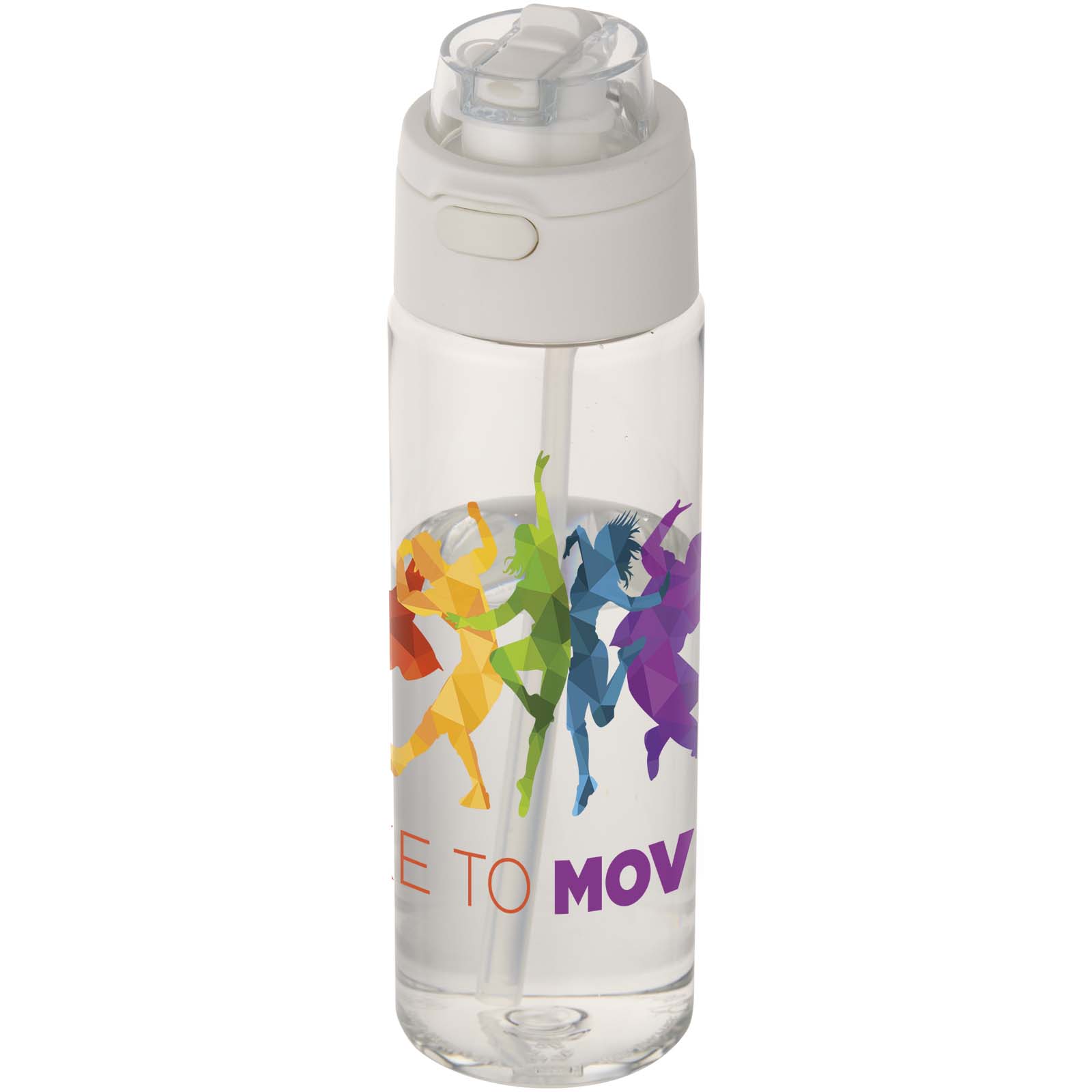 Bouteille d'eau Theron de 700 ml en plastique recyclé avec un couvercle à double fonction et une paille rétractable.