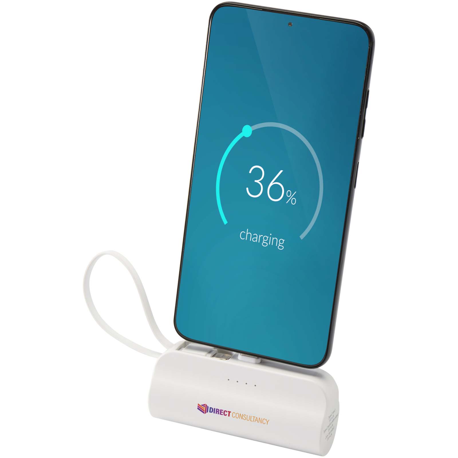 Alnair powerbank Type-C de 5000 mAh 10 W en plastique recyclé avec support intégré et câble 2 en 1
