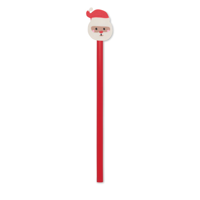 Crayon de Noël personnalisé en bois avec gomme décorative