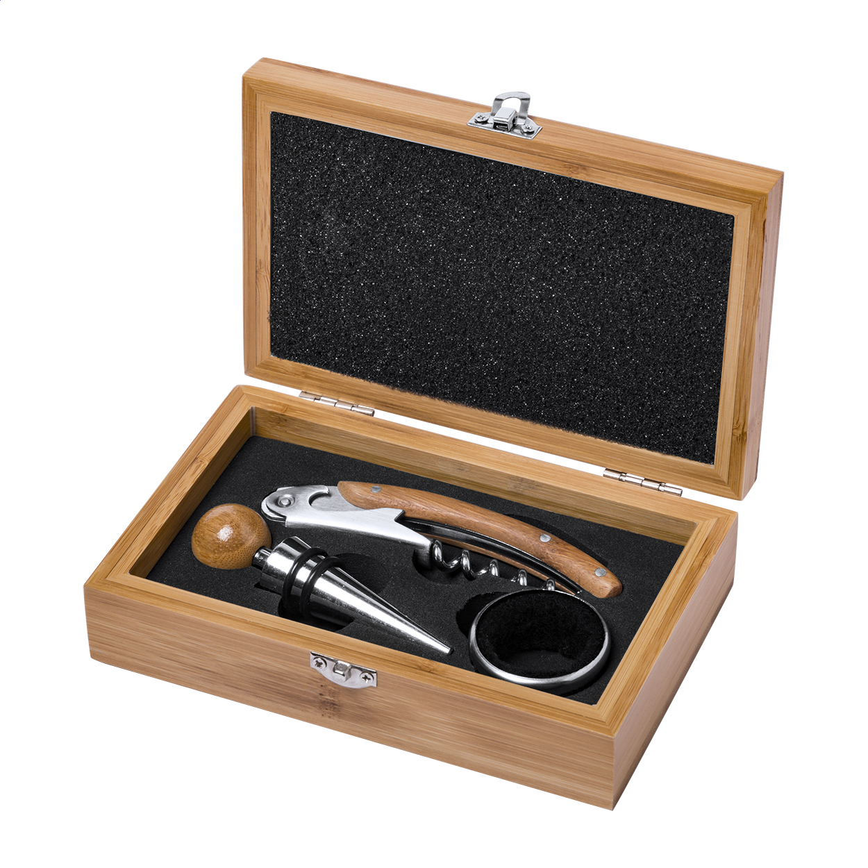 Ensemble à vin en bambou - Saint-Colomban-des-Villards imprimé avec logo