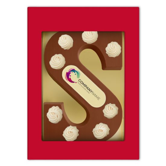 Lettre de Chocolat de Luxe S avec Plaque de Logo Personnalisée - Zaprinta France