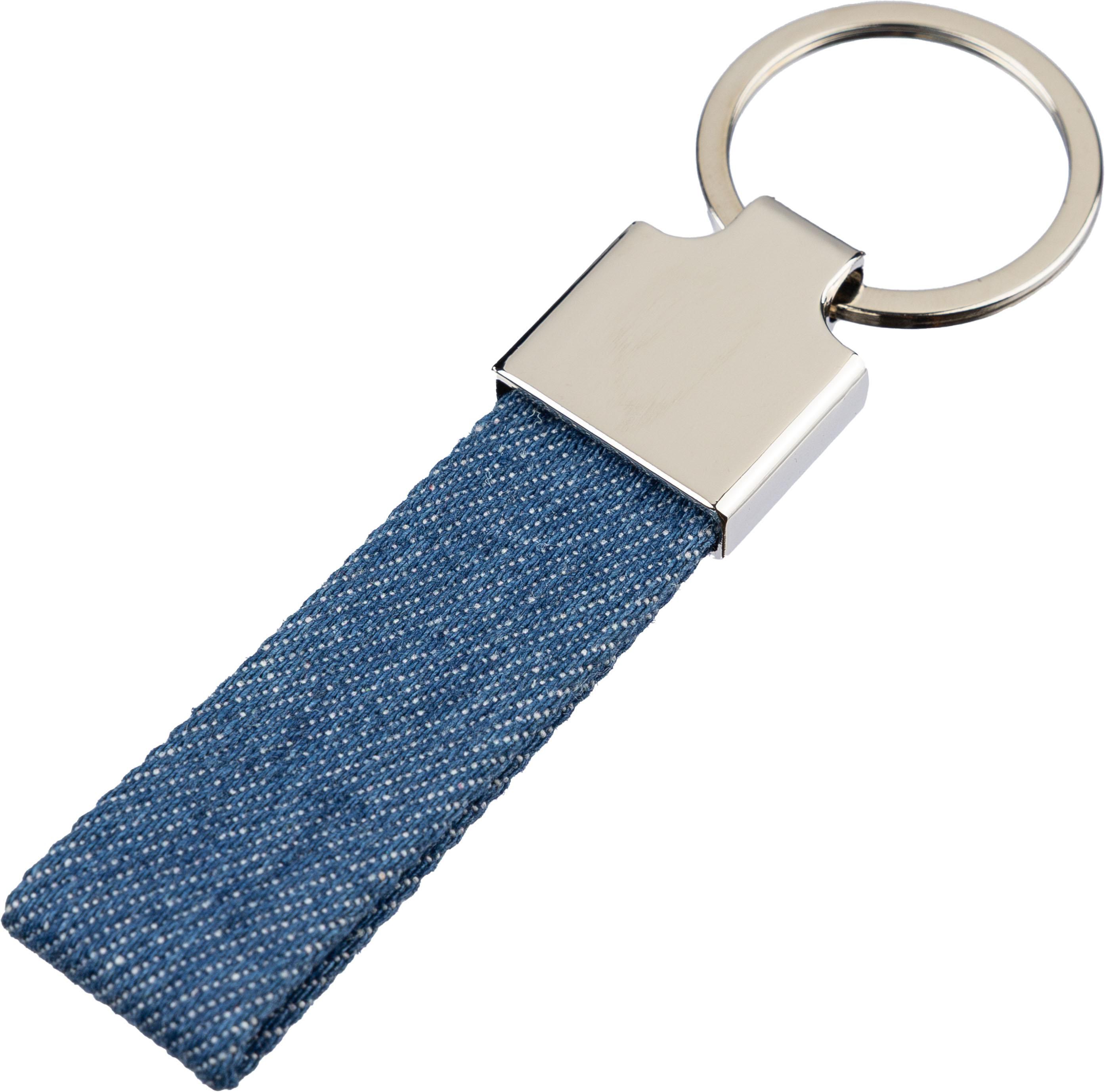 Porte-clés en denim et alliage de zinc - Grèzes imprimé avec logo