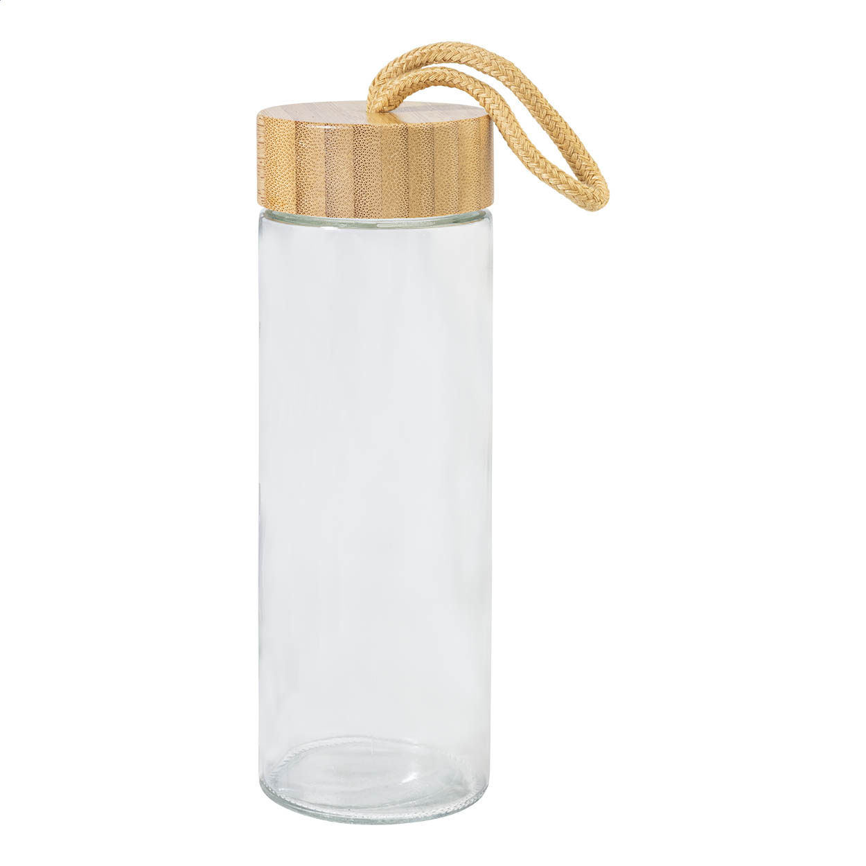 Gourde Lobamba personnalisée en verre, bouchon bambou, 430 ml imprimé avec logo