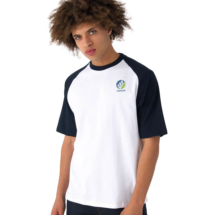 T-shirt brodé homme bicolore col rond  manches courtes 185 gr - Pango