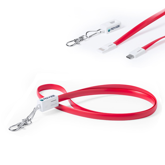 Tour de cou personnalisé avec câble de chargeur USB – Tarente - Zaprinta France