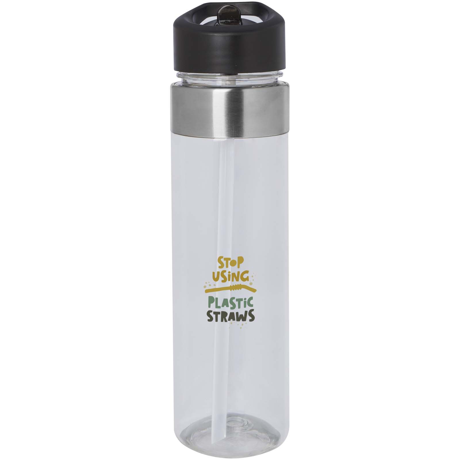Bouteille d'eau Tritan avec bec verseur à rabat - Engins imprimé avec logo