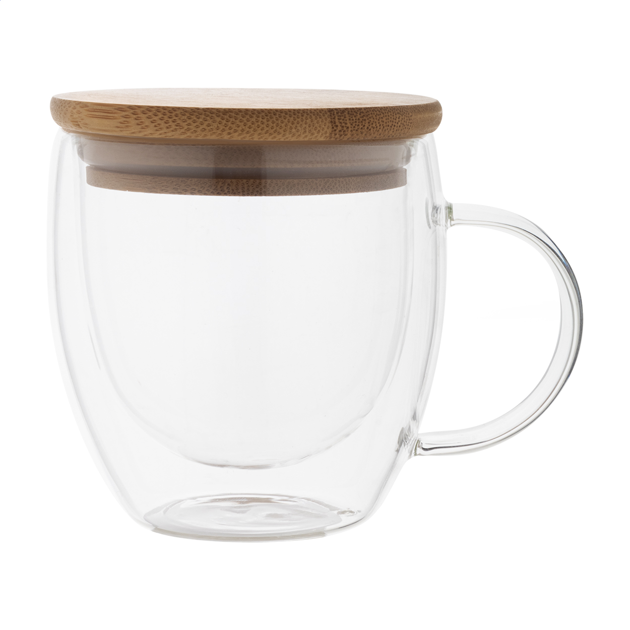 Tasse Thermo en Verre Borosilicate avec Couvercle en Bambou - Sepvret imprimé avec logo
