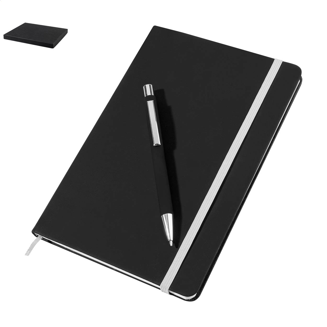 Coffret carnet Aereus : carnet A5 en PU recyclé et stylo alu recyclé imprimé avec logo