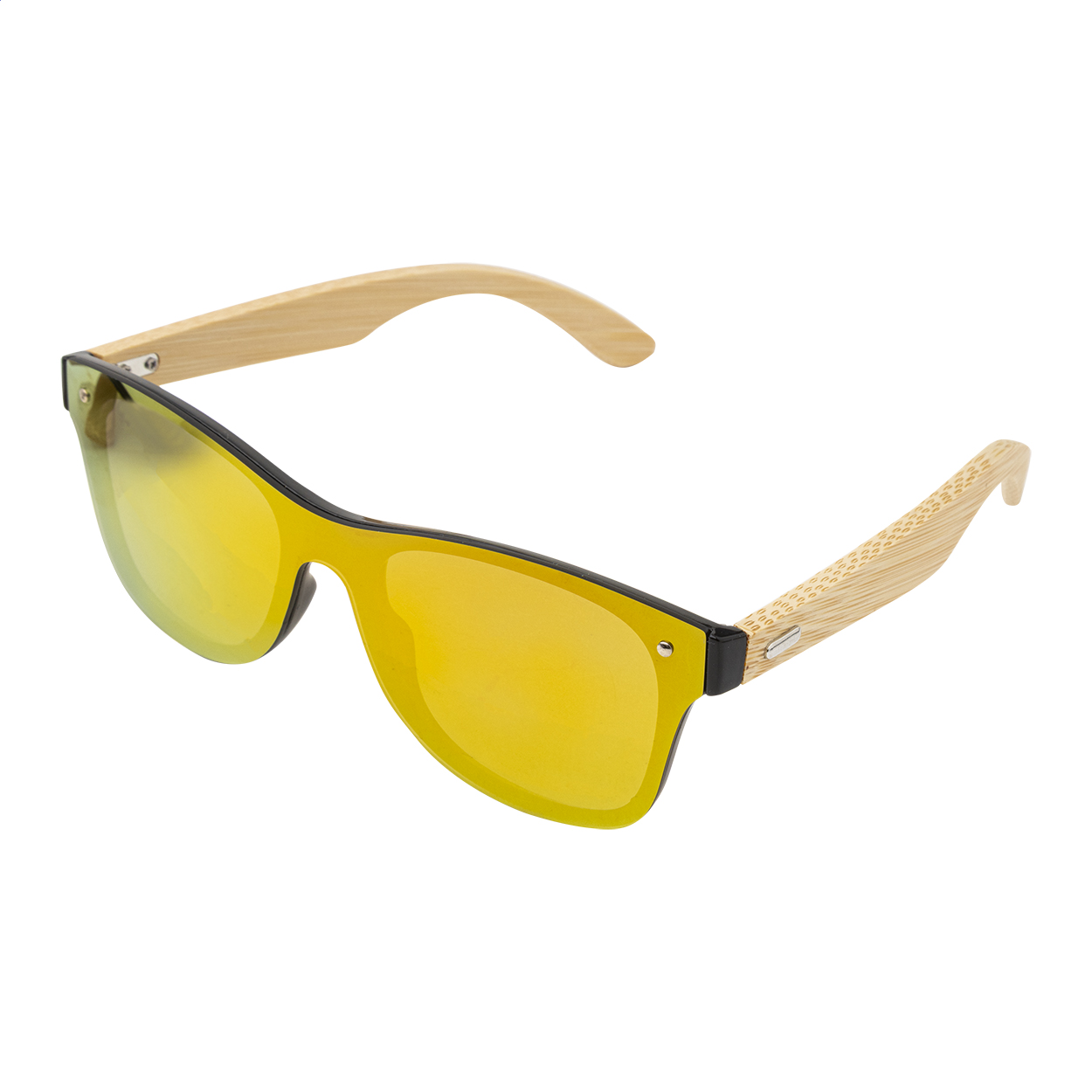 Lunettes de soleil Bingin personnalisées, verre miroir et branches bambou imprimé avec logo
