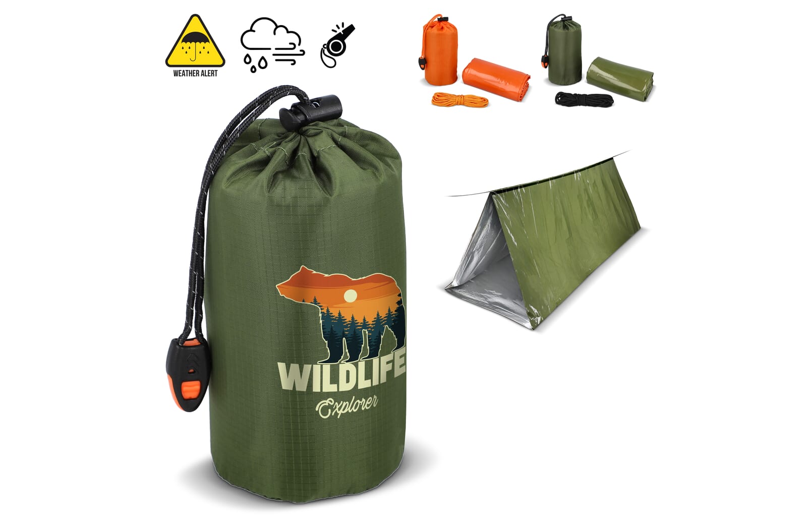 Abri d'urgence compact pour aventure en plein air - Frémestroff imprimé avec logo