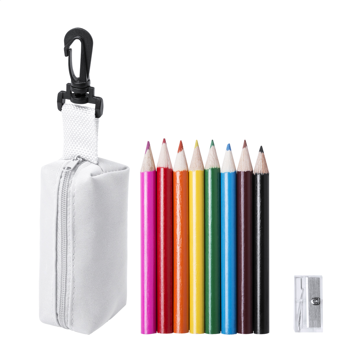 Set de 8 crayons de couleur Medina personnalisé, taille-crayon et trousse imprimé avec logo
