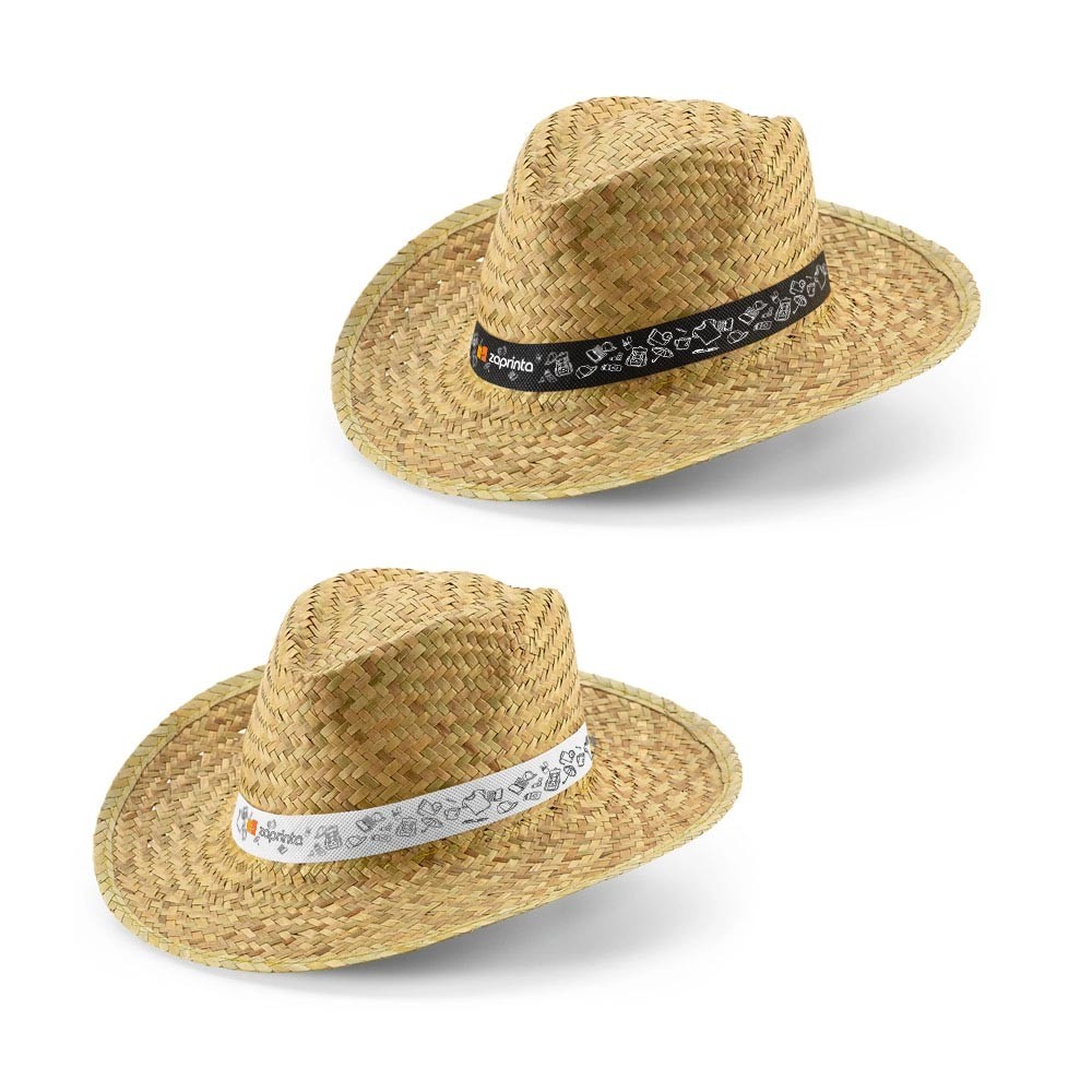 Chapeau de Paille Naturelle avec Ruban en Polyester