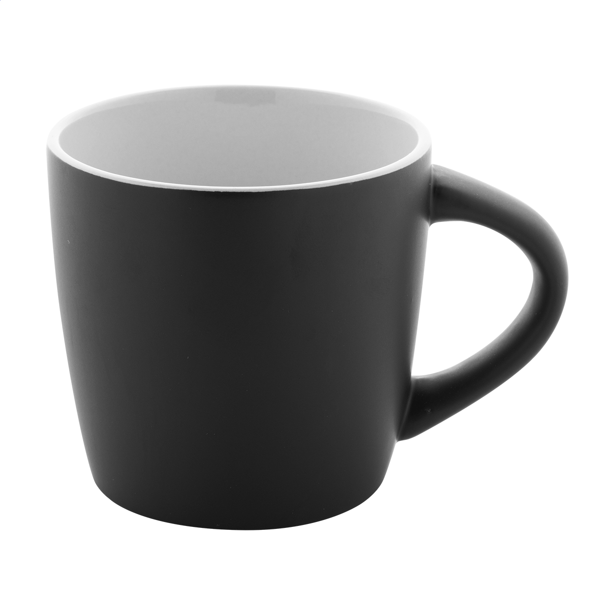 Mug Matara Nera personnalisé en céramique noir mat, intérieur coloré, 300 ml imprimé avec logo