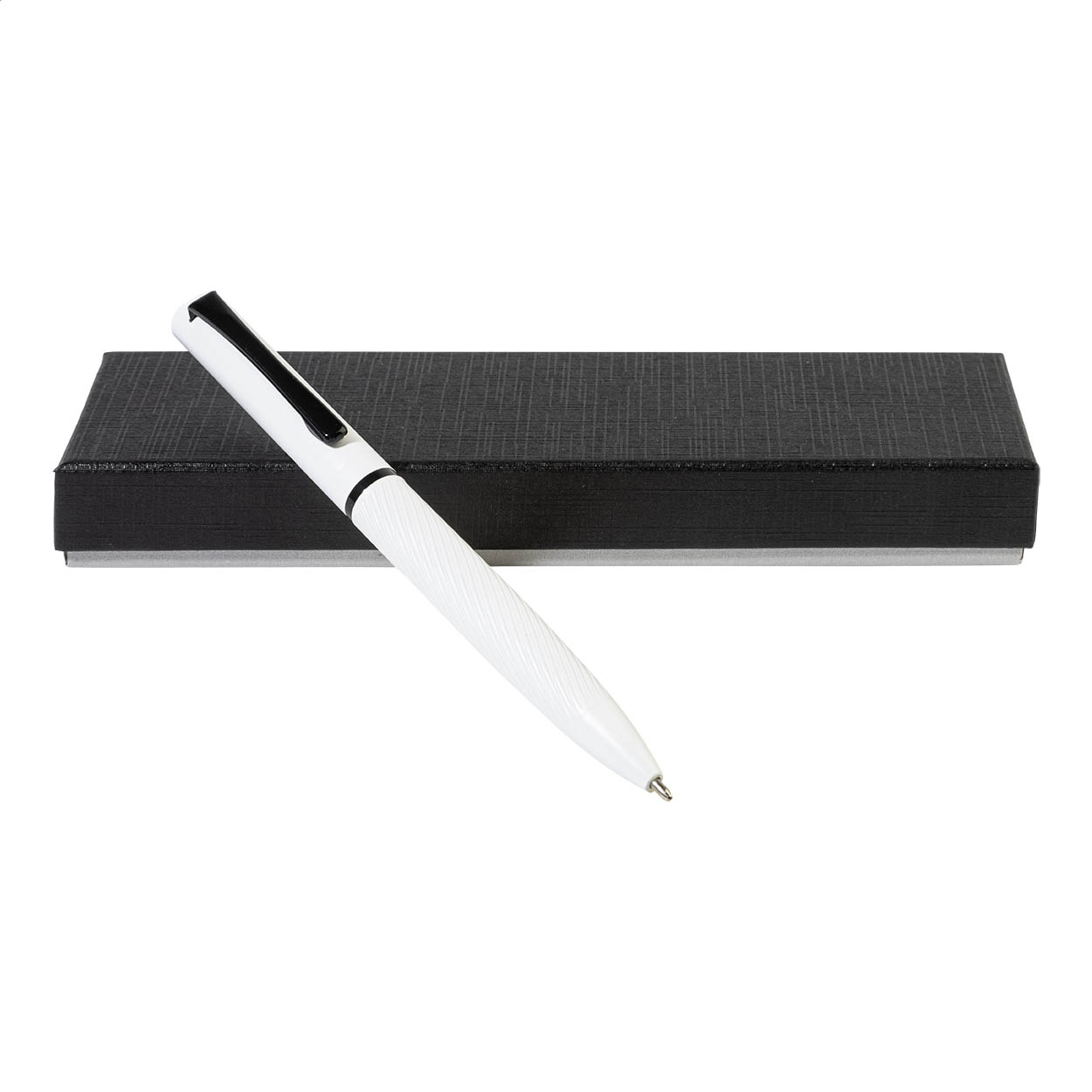 Stylo bille rotatif Noiral personnalisé en métal mat, coffret cadeau imprimé avec logo