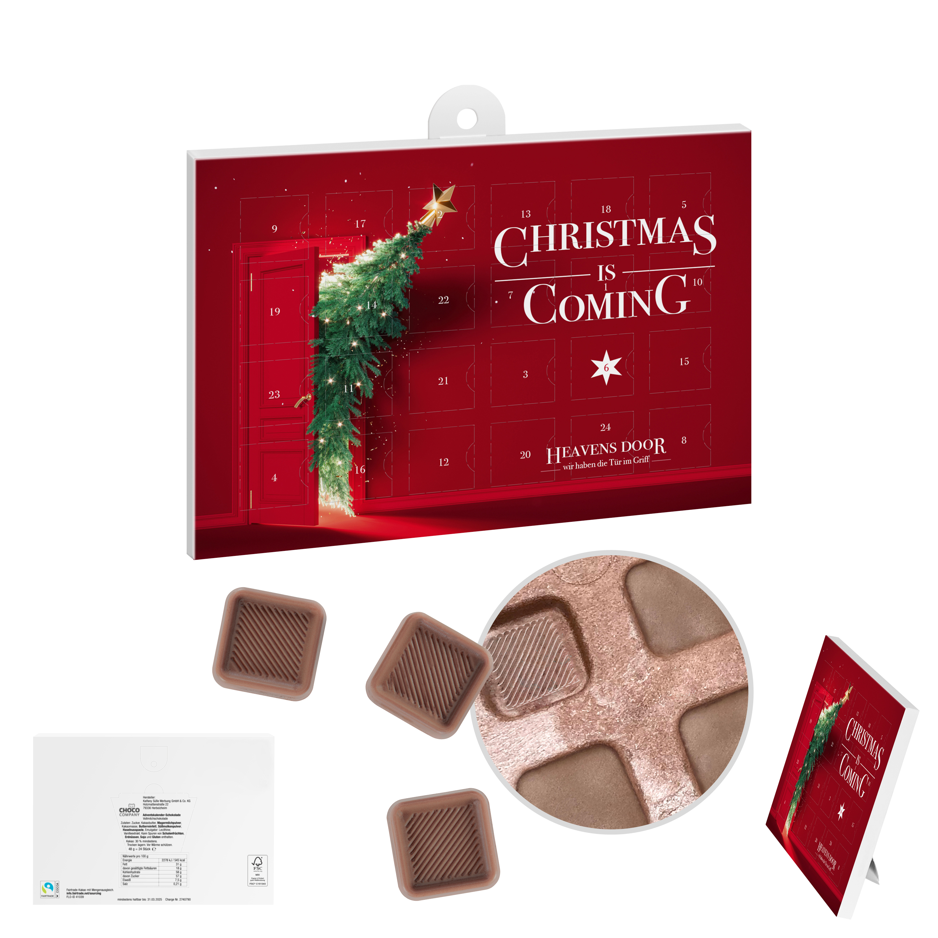Calendrier de l'Avent en Chocolat A5 - Bonnard imprimé avec logo