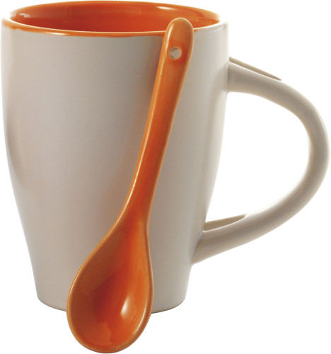 Tasse à café en céramique avec cuillère intégrée (300 ml) (Vendue par 36 pièces) - Saint-Julien-sur-Calonne