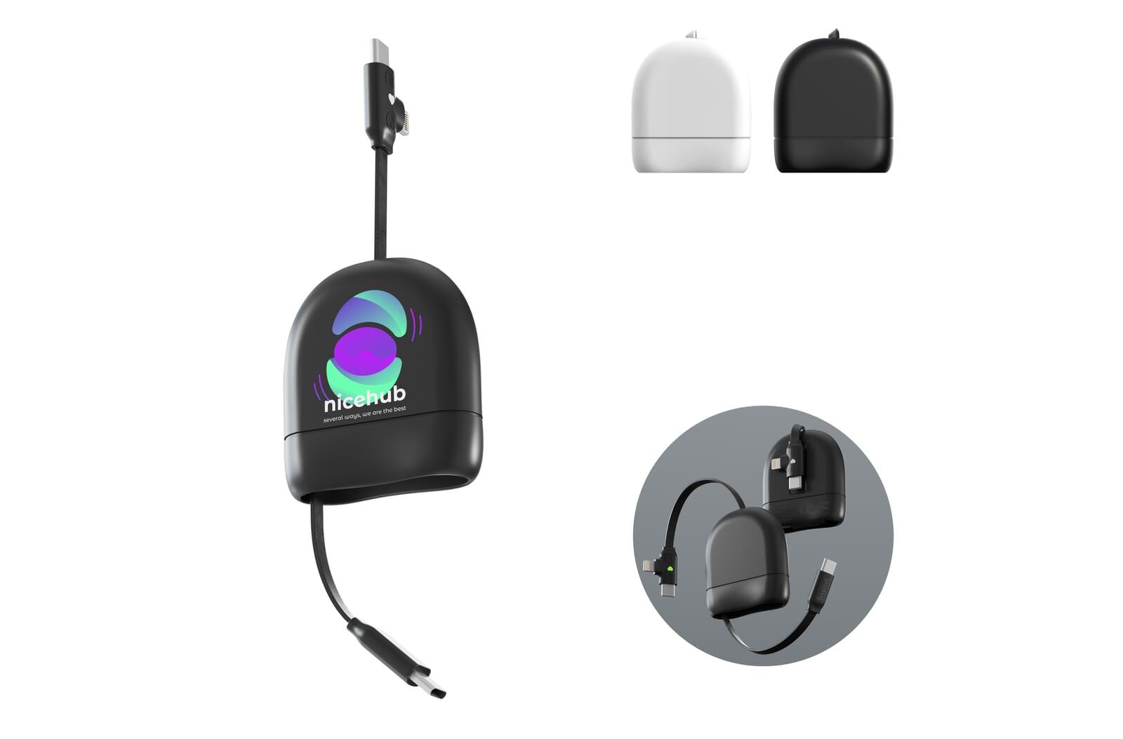 Xoopar ICE-R Câble rétractable USB-C et Lightning 60W 1 mètre