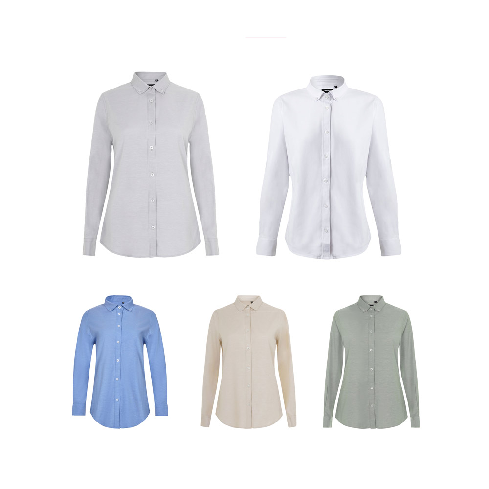 VL PRITHVI FEMME. Chemise oxford (180 g/m²) pour femmes, en coton (50%), polyester (45%) et élasthanne (5%)