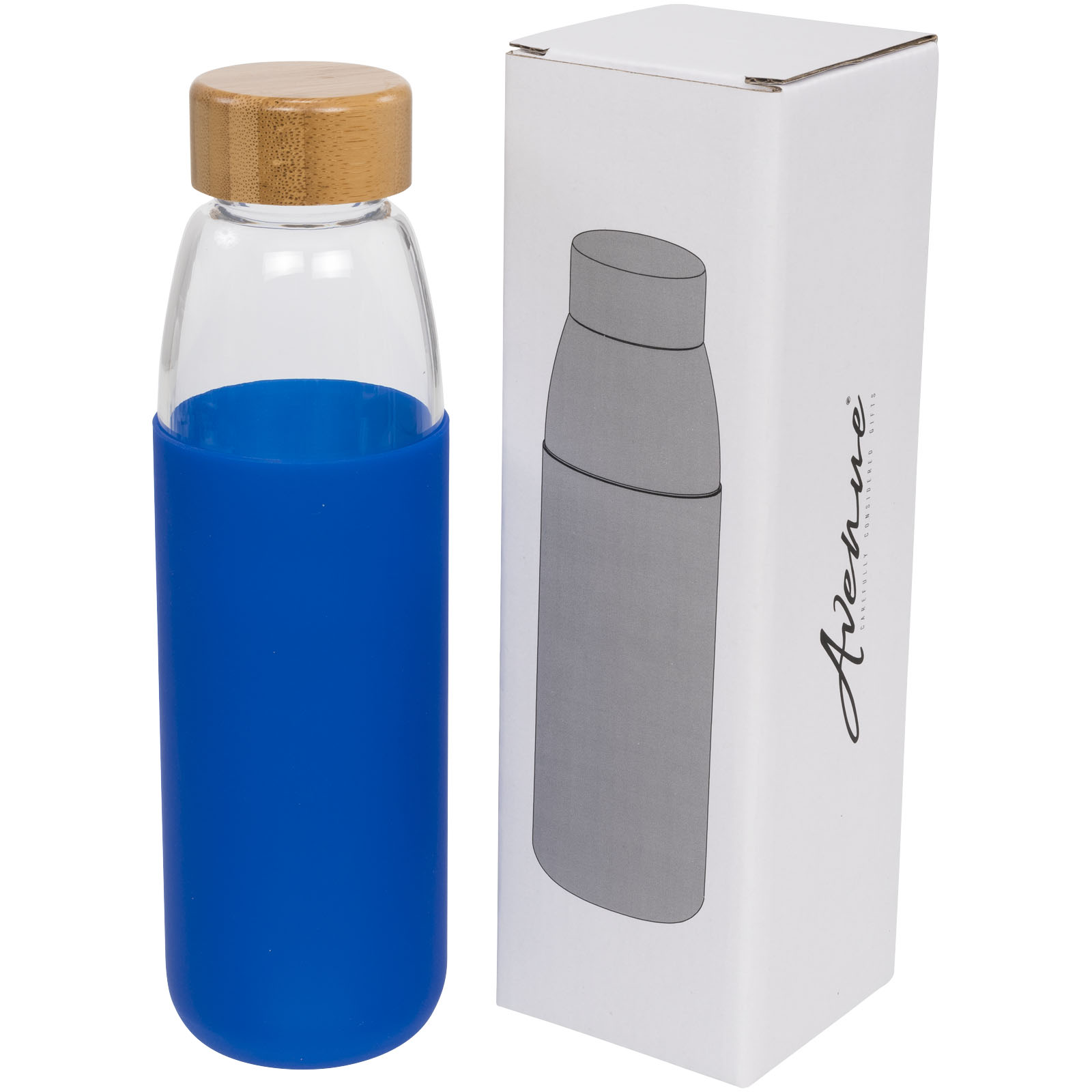 Bouteille sport en verre de 540ml avec couvercle en bois