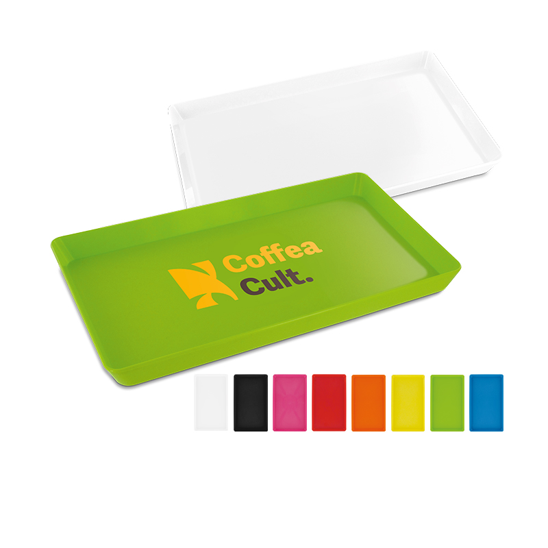Mini plateau personnalisé en plastique rigide 25 x 15 x 2 cm imprimé avec logo